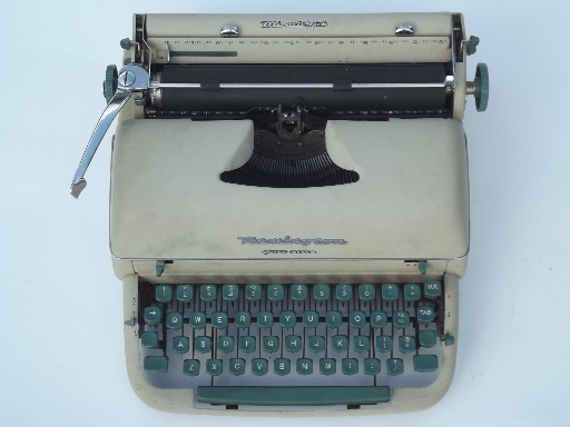 1950s vintage typewriter, Remington quiet-riter in tweed case suitcase