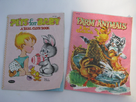 1950s vintage Whitman cloth baby book lot, picture books