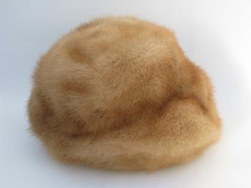 1950's-60's vintage fur pillbox hat, blond mink