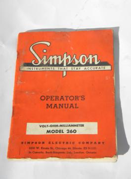 1955 Simpson VOM volt-ohm meter model 260 manual