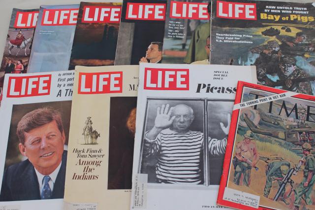 1960s vintage  LIFE magazines lot of 9 retro advertising Picasso, Bay of Pigs, Watts