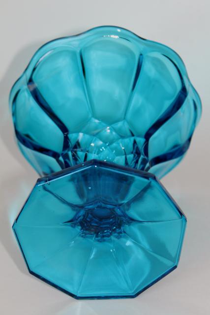 1970s vintage Viking Georgian pattern Bluenique blue glass, large flower vase