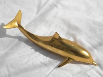 1970s vintage signed John Perry gold plated dolphin sculpture