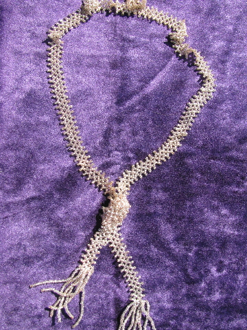 20s - 30s flapper vintage long beaded necklaces lot, tassel fringed ends