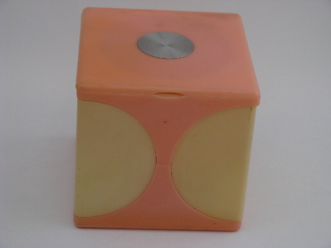 50s 60s UK mod plastic cube vanity storage box, retro makeup case