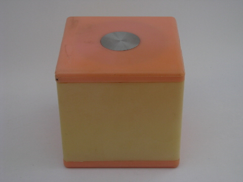 50s 60s UK mod plastic cube vanity storage box, retro makeup case