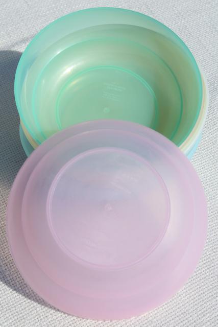 50s 60s vintage Tupperware frosted pastel colors, unused set plates & bowls