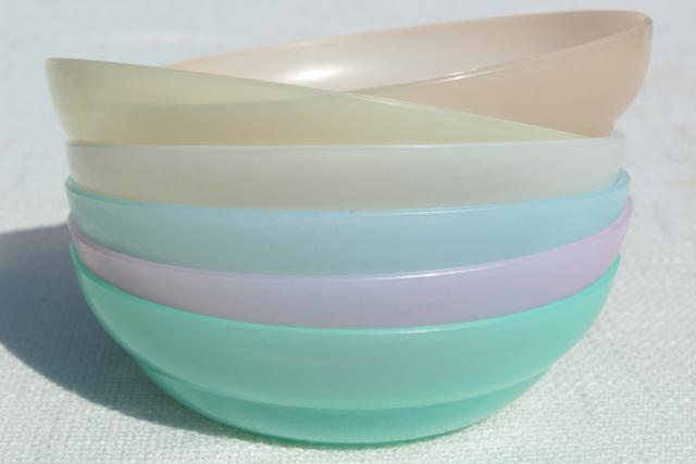50s 60s vintage Tupperware frosted pastel colors, unused set plates & bowls