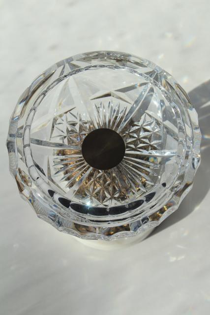 50s 60s vintage crystal ashtray w/ prisms, Italian florentine Hollywood regency style