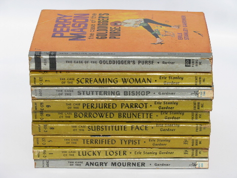 50s Perry Mason Pocket Book mystery paperbacks lot, pulp cover art