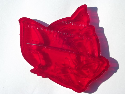 50s vintage Tom & Jerry cookie cutters, red plastic cartoon characters