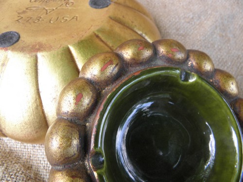 50s-60s mod gold ashtrays, vintage Freeman-McFarlin studio pottery
