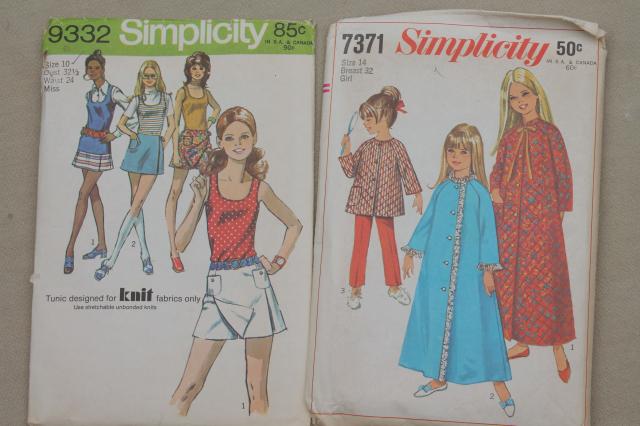 60s 70s retro vintage sewing patterns, fashions for juniors, junior miss teen girl 30 34 bust