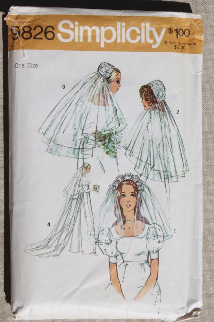 60s 70s vintage Simplicity sewing pattern bridal wedding veil juliet cap headpiece