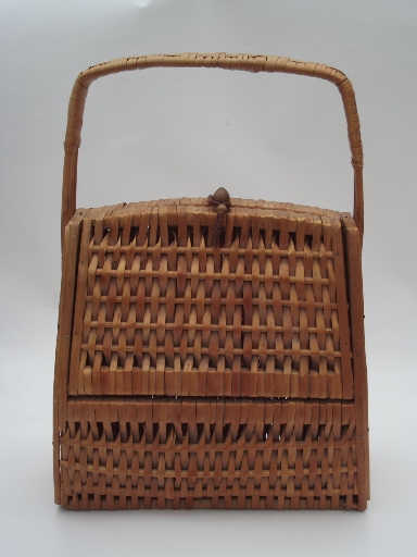 60s 70s vintage box bag basket purse natural rattan wicker retro shape 1stopretroshop k91341 3