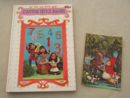 60s 70s vintage Froebel Kan 3-D fairy tale books, puppet hologram pictures