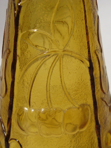60's - 70's vintage tall amber gold glass decanter bottle