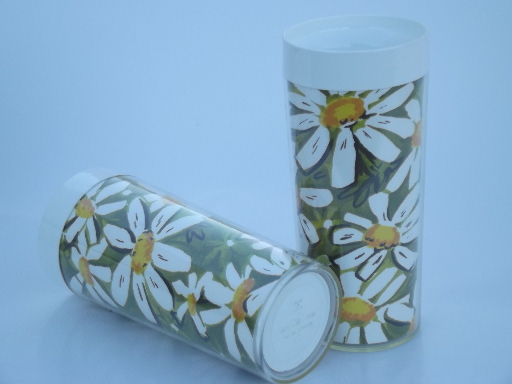 60s 70s vintage Thermo-Serv insulated plastic cooler glasses, daisy print