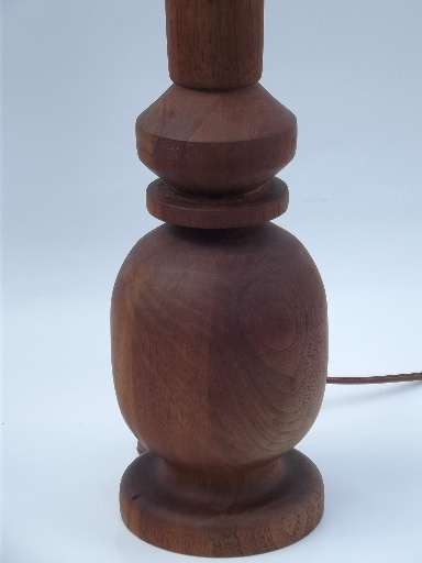 60s danish modern  vintage hand crafted  turned black walnut wood lamps