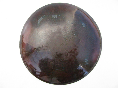 60s mod abstract art enamel on copper dish, vintage Annemarie Davidson