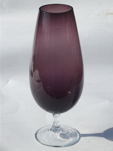 60s mod amethyst purple colored glass  goblet vase, vintage Italian glass