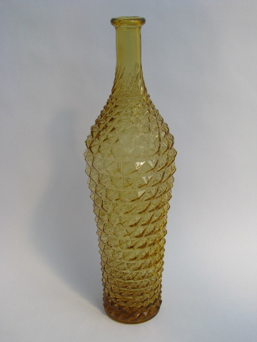 60s mod vintage amber glass decanter bottle or tall vase