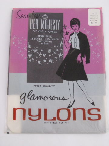 60s vintage nylon stockings lot, sheer black, original Her Majesty pkgs