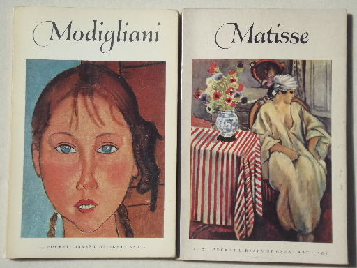 60s vintage pocket library of art, color art prints paperback books