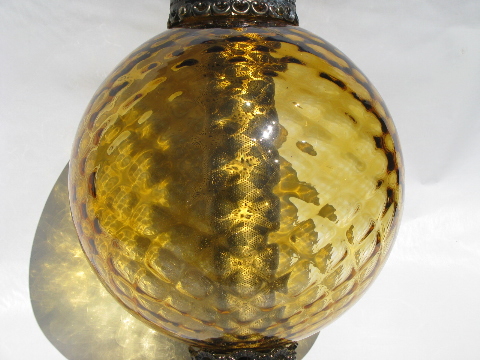 60s vintage swag lamp, huge amber glass globe for replacement shade