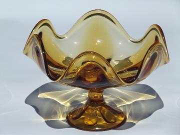 60s vintage Viking epic line compote bowl, honey gold amber wheat color