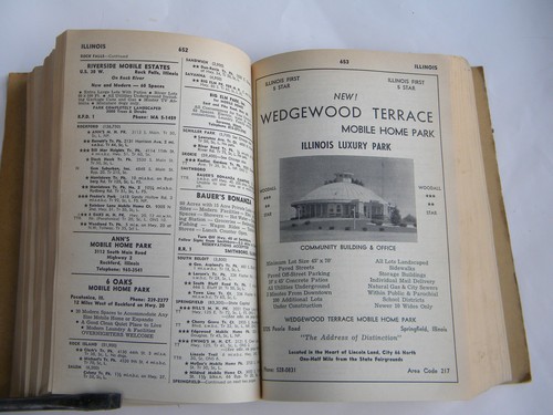 60s Woodall's travel trailer & mobile home park directory w/advertising