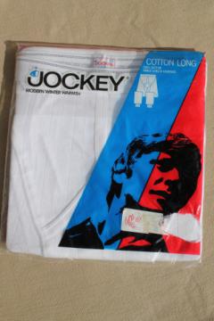 70s 80s vintage Jockey ribbed knit cotton longs, winter long underwear in original pkgs