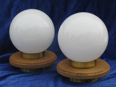70s retro mod glass globe ball lights, vintage new old stock lighting