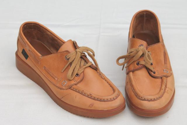 70s vintage Bass leather rubber sole mocs, ladies size 8 1/2 loafer moccasins