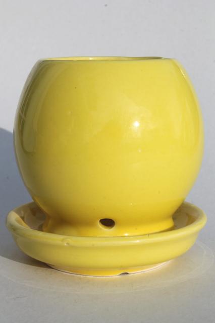 70s vintage McCoy pottery planter pot, yellow ceramic smiley face, retro hipster style!