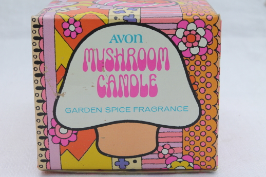 70s vintage Avon glass mushroom candle, retro psychedelic magic mushroom!
