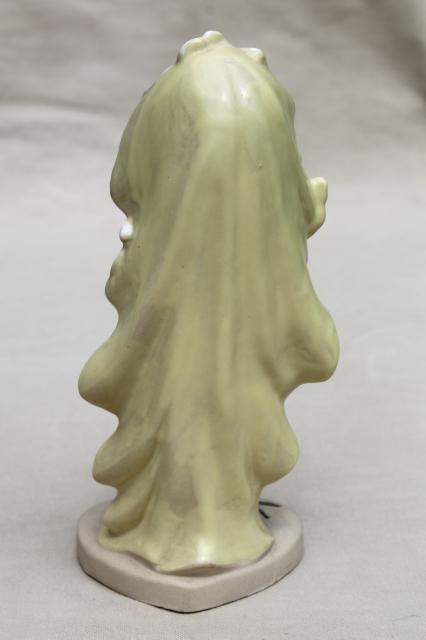70s vintage ceramic girl figurine, retro LUV flower child, Lipper & Mann Japan