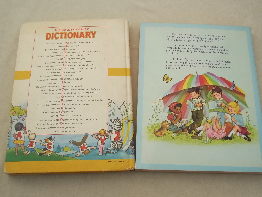 70s vintage children's dictionary lot, illustrated picture dictionaries