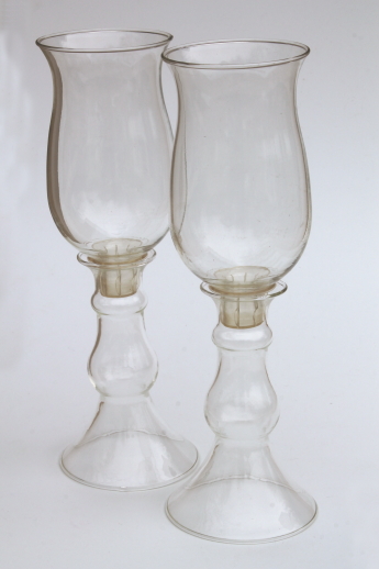70s vintage Corning glass Un-Candles candle lamps & tall hurricane light