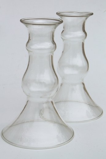 70s vintage Corning glass Un-Candles candle lamps & tall hurricane light