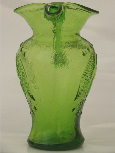 70s vintage glass pitcher w/ embossed eagle, Kanawha or Wheaton art glass?