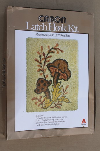 Vintage Latch Hook Rug Kit MUSHROOMS Wonder Art #4650 NEW SEALED