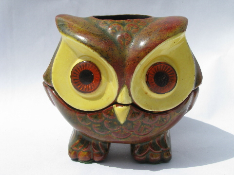 70s vintage owls fairy lights, ceramic candle lamps, retro  LUV owl etc
