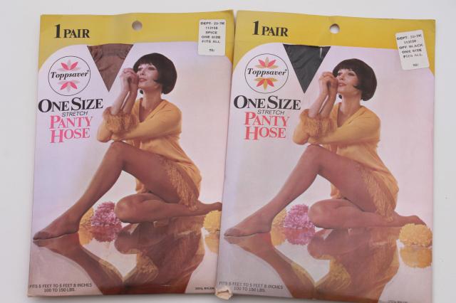 70s vintage pantyhose stockings, sealed packages stretch seamless suntan nude nylons