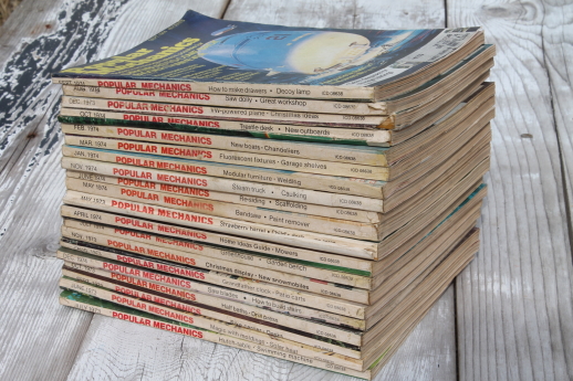 70s vintage Popular Mechanics magazine back issues lot, 18 project magazines