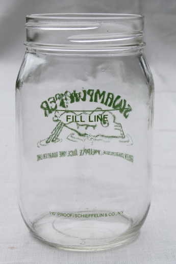 70s vintage Swampwater jars, redneck drinking glasses for mason jar cocktails