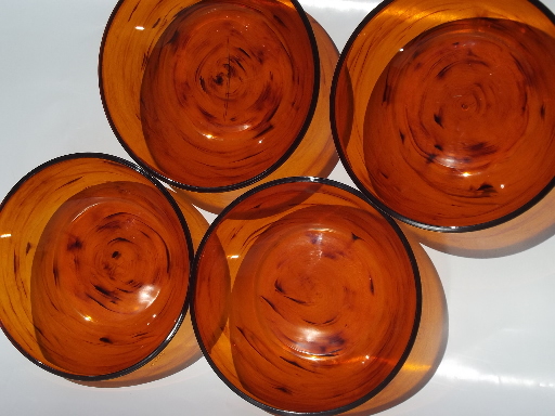 70s vintage tortoise shell plastic dishes, retro summer serving pieces