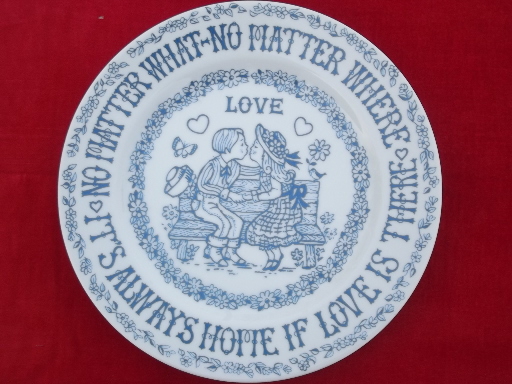 70s vintage wall hanging plate, Love no matter what or where, cute & retro!