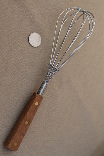 70s vintage wood stainless kitchen utensils & rocking chopper blade w/ teak handle