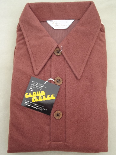 70s vintage XL winter work shirt, cloud fleece velour shirt in pkg.
